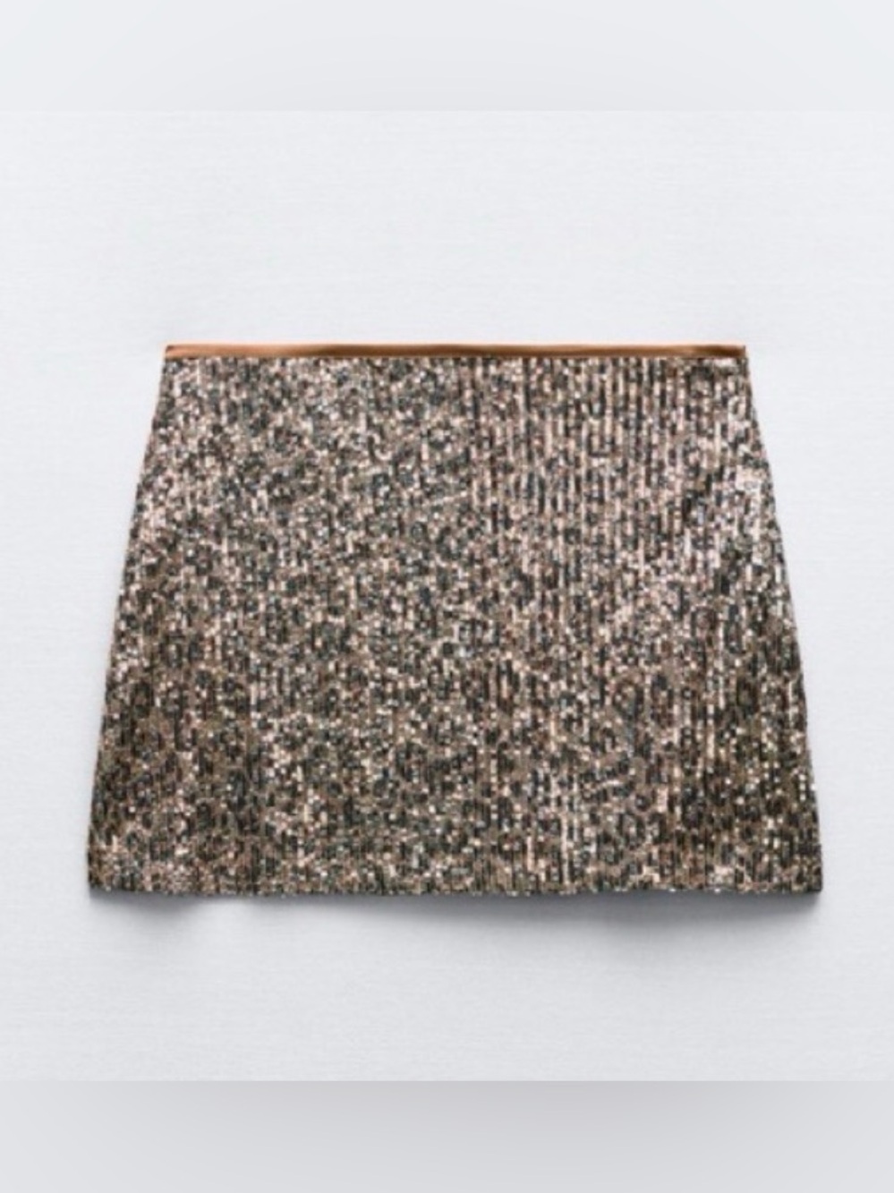 Zara Rose Gold Sequin Mini Skirt